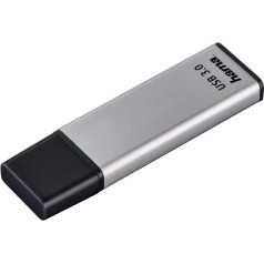 Hama 256 GB USB 3.0 datu zibatmiņas ar 90 MB/s datu pārraides ātrumu USB zibatmiņa ar cilpiņu piestiprināšanai pie atslēgu gredzena Atmiņas zibatmiņa ar bloķēšanas vāciņu, piemēram, Windows / MacBook Silver