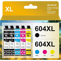 ANKINK Suderinama rašalo kasetė Spausdintuvo kasetės Epson 604XL kasetės 604 XL, skirtos XP-2200 XP-2205 XP-3200 XP-3205 XP-4200 XP-4205 WF-2910DWF WF-2930DWF WF-2935DWF juodos spalvos 5