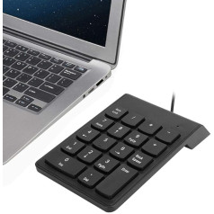 Plyisty - ciparu tastatūra, USB kabeļa tastatūra, 18 taustiņu klusā finanšu grāmatvedības tastatūra ar ciparu bloka pagarinājumu, klēpjdatoram, piezīmjdatoram, datoram, galddatoram (melna)