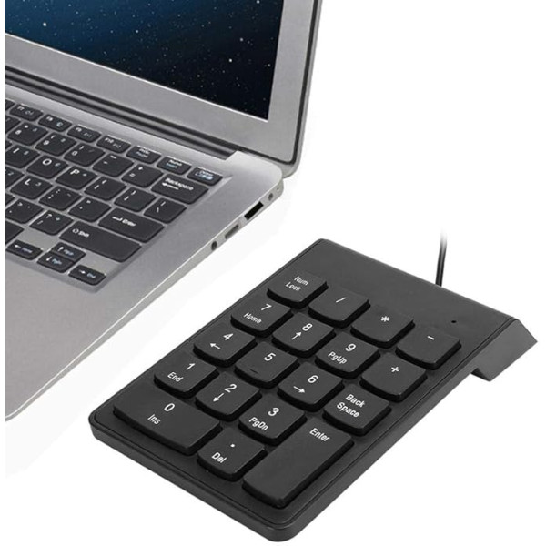 Plyisty - ciparu tastatūra, USB kabeļa tastatūra, 18 taustiņu klusā finanšu grāmatvedības tastatūra ar ciparu bloka pagarinājumu, klēpjdatoram, piezīmjdatoram, datoram, galddatoram (melna)