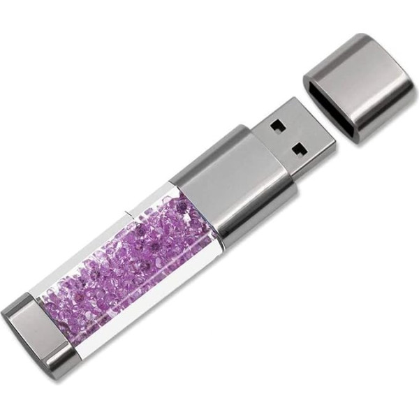 FeliSun Kristall USB zibspuldzes USB 3.0 zibatmiņas diskdziņš Speicherstick USB ārējā zibatmiņas diskdziņa datu glabāšanas USB atmiņas USB zibatmiņas kartes (64GB, violeta)