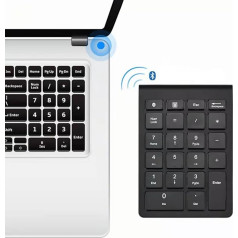 Podazz ciparu tastatūra, Bluetooth Numpad 2.4G ciparu tastatūras kabelis ar 22 taustiņiem - 10 daudzfunkcionāli taustiņi multimediju taustiņi klēpjdatoram, galddatoram, piezīmjdatoram, datoram (darbojas ar akumulatoru)