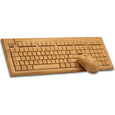 Bamboo Electronics - Комплект беспроводной клавиатуры и мыши AZERTY Bamboo, натуральное дерево, комфортное прикосновение, простота использования, декора