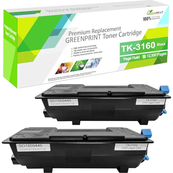 Ar mikroshēmu: saderīga tonera kasetne TK-3160K TK 3160 TK3160 2 black 12500 lappuses priekš Kyocera ECOSYS P3045dn, P3050dn, P3055dn, P3060dn, P3150dn, P3155dn, P32600 dn, dn, m3145dn, M3645dn, M3860idnf