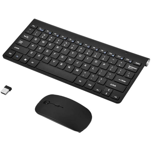 Cuifati bezvadu tastatūra un pele 2,4GHz, tieva un ūdensizturīga, uzlādējama, ergonomiska, klusa tastatūra un pele datoram ar Win XP/7/8 PC/Laptop/Smart TV/Games (melna)