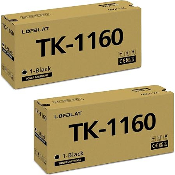 LOFBLAT TK 1160, saderīgs ar Kyocera TK-1160, priekš Kyocera ECOSYS P2040dn, ECOSYS P2040dw P2050DN (2 x TK1160 melnais toneris)