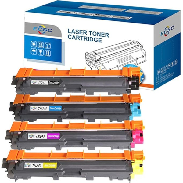 ECSC Kompatibel Toner Patrone Ersatz für Brother DCP-9017CDW DCP-9017CDWG DCP-9022CDW HL-3142CW HL-3152CDW HL-3172CDW MFC-9142CDN MFC-9332CDW MFC-9342CDW TN241/TN245/TN242/TN246 (BK/C/M/Y, 4-Pack)