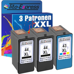 Tito-Express PlatinumSerie Set of 3 Ink Cartridges for Lexmark 44 XL + 43 XL X4975 X7550 X7675 X9300 X9350 X9570 X9575 Z1520