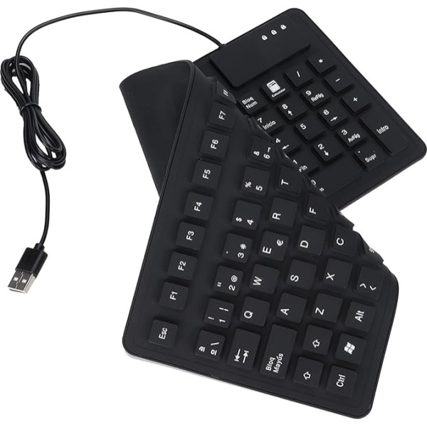 Salokāmās tastatūras, 105 taustiņi, spāņu, USB, vadu, portatīvā, salokāmā rakstāmmašīnas tastatūra, īpaši plāna, salokāma, klusa, ūdens un putekļu izturīga, silikona tastatūra datoram, piezīmjdatoram