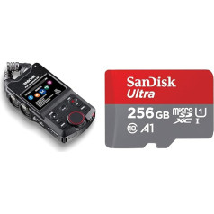 Tascam Portacapture X6 - augstas izšķirtspējas portatīvais daudztreku ierakstītājs un SanDisk Ultra Android microSDXC UHS-I atmiņas karte 256 GB + adapteris