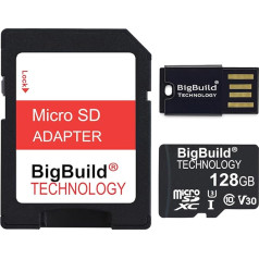 BigBuild Technology 128GB Ultra-Fast 100MB/s U3 microSDXC atmiņas karte saderīga ar Samsung Galaxy Tab S7/S7+/S7 FE, S8/S8+/S8 Ultra, View2 Tablet