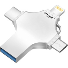 eHenZ USB 3.0 4 in 1 Flash Disk Memory OTG Plug and Play 4 Ports YDISK Apps for All Your Smartphones and PC (64GB Metal)