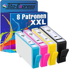 Tito-Express 8 x XXL tintes kasetnes ar mikroshēmu, piemērotas HP364 | C-5300 D-7500 C-5324 C-5370 C-6383 C-5380 C-5383 C-380 D-5445 C-6324 C-5373 D-5468 D-5460 C- 6300