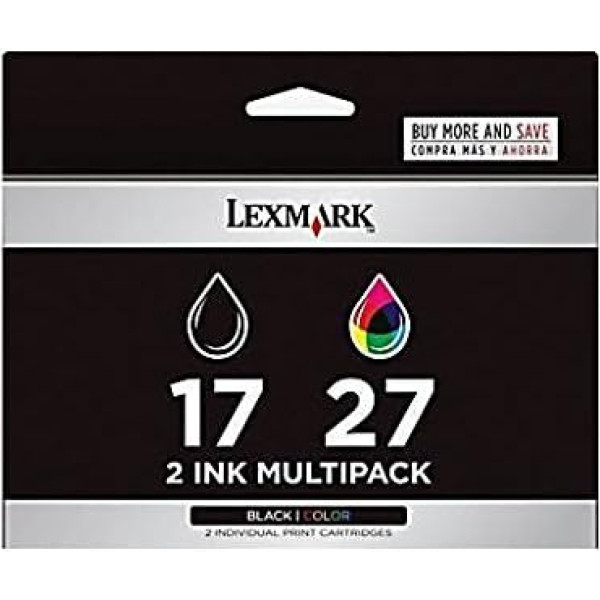 Lexmark Nr. 17 un Nr. 27 melnās un krāsainās tintes kasetnes kombinētais komplekts 7,4 ml un 9,2 ml