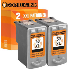 Gorilla-Ink 2 kasetnes, kas saderīgas ar Canon PG-50 XL Black 25 ml XXL ietilpības