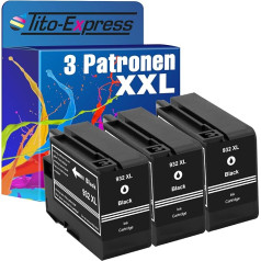 Tito-Express 3 x XXL kasetne, kas saderīga ar HP 932 XL melno | Piemērots HP OfficeJet 6700 Premium 7510 7612 7610 7110 WF 6600 7600 sērijas 6100 E 6600 6700