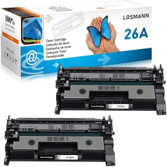 LOSMANN CF226A tonera kasetne saderīga ar HP 26A CF226A 26X CF226X priekš HP Laserjet Pro M402dn M402n M402d M402dw M402dw M402 MFP M426 M426dw M426fdw M426fdw M426fdn (2 melnas)