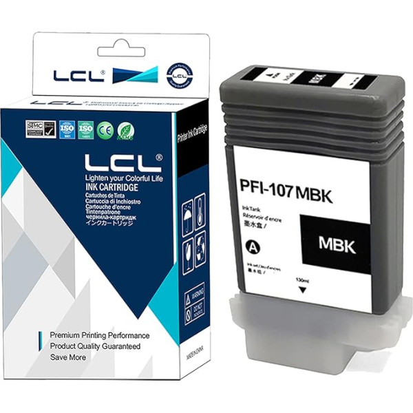 LCL saderīga tintes kasetne PFI107 PFI-107 PFI107MBK PFI-107MBK 6705B001 Pigmenta (MBK) aizvietošana Image Prograf iPF670 IPF 670 MFP L 24 IPF 670 Series iPF770 IPF 770 L 36 IPF 770 70 M 4 70 IPF