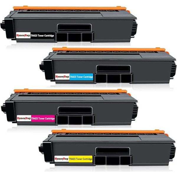 HenceBuy TN423 TN-423 toneris suderinamas su Brother TN421 TN-421 toneriu, skirtu MFC-L8690CDW MFC-L8900CDW L-L8260CDW L-L8260CDW HL-L8360CDW DCP-L8410CDW DCP-L8410CDN (juodas, žydras, purpurinis, geltonas, 4 vnt.)