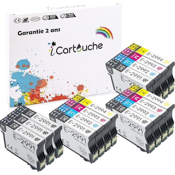 icartouche saderīga tintes kasetne priekš Epson 29XL Expression Home XP-235 XP-245 XP-247 XP-255 XP-257 XP-332 XP-335 XP-342 XP-345 XP-352 XP-355 XP-432 XP-435 XP-442 XP-452 XP-455 (6BK 3C 3C 3C 3C 3C 3Y)