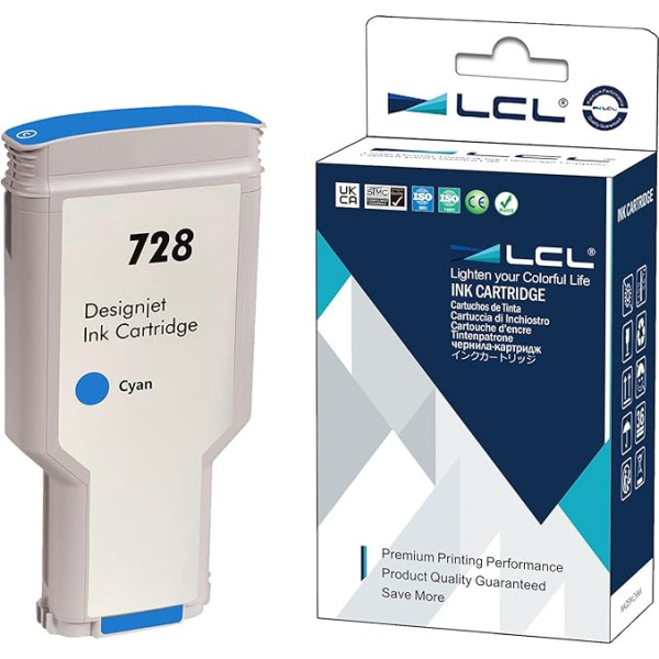 LCL suderinama rašalo kasetė 728 F9J67A 130 ml didelio našumo (žydra) Suderinama su HP DesignJet T730 36 colių spausdintuvu DesignJet T830 24 colių MFP DesignJet T830 36 colių MFP