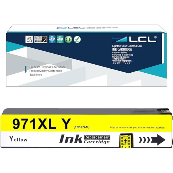 LCL 971XL 971 XL CN624AE CN628AE augstas ražības pigmenta tintes kasetne (1 dzeltena), kas saderīga ar HP Officejet Pro X451DN X451DW X476DN X476DW X551DW X576DW X576dn MFP