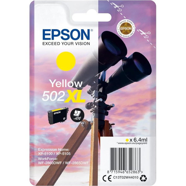 Epson Original 502XL Tinte Fernglas Singlepack gelb XL, XP-5100 XP-5105 XP-5150 XP-5155 WF-2860DWF WF-2865DWF WF-2880DWF WF-2885DWF, ReadyPrint Flex-Tintentarife