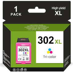 ColoWorld 302 printeru kasetnes, 302XL atjaunotas HP 302 printeru kasetnes, saderīgas ar HP OfficeJet 3832 3830 3831 4650, Envy 4520, DeskJet 3630 1110 2130 printeriem (1 krāsa)