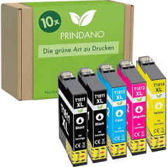 Prindano 10 kasetņu komplekts, kas saderīgs ar Epson T1811-T1814 18XL | Expression Home XP-30 33 102 202 205 212 215 225 302 305 312 313 315 315 322 325 402 405 412 413 415 420 422 425 XP-405 WH