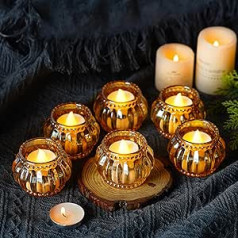 6 Pack Glass Votive Candle Holder Round Dinner Table Wedding Decoration Party Supplies (Champagne)