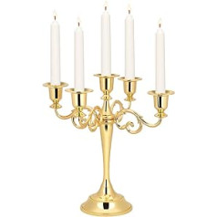 Ejoyous Candle Holder 5 Arms, Vintage Metal Craft Candle Holder Stand Taper Candle Metal Decorative Candle Holder for Event Wedding Home Decoration 26 x 26.5 cm (Gold)