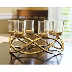 Circle Iron Table Centerpiece Candle Holders for Weddings Patio Kitchen Dining and Coffee Tables Glass Votive Tealight Holder Gold 6 Silver Cups