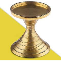 WikaKerzen Candle Holder for Candles – Candle Holder Made of Gold & Silver Brushed Metal with Irregular Surface Structure – Candle Holder for Decorative Wedding & Christening Candles (H 9 cm Gold)