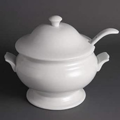 Olympia balto izstrādājumu zupa rībenis un kauss, 2,5 litri, balts porcelāns, izmērs: 227 x 250 mm, cepeškrāsns, mikroviļņu krāsns, drošs trauku mazgājamajā mašīnā un saldētavā, BS4034 sertificēts, Y094