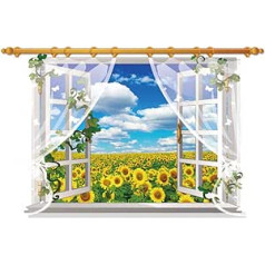 3D Wall Stickers Wall Art Stickers for Home Decoration Window View Landscape Sunflower