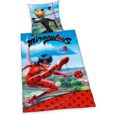 Klaus Herding GmbH Miraculous Ladybug 2-daļīgs gultas veļas komplekts, maināms motīvs, spilvendrāna 80 x 80 cm, segas pārvalks apm. 135 x 200 cm, Kokvilna/Renforcé, Daudzkrāsains