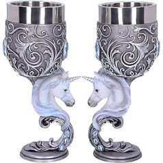 Nemesis Now B5191R0 Enchanted Twin Unicorn sirds komplekts ar diviem kausiem, sudrabs, 18,5 cm