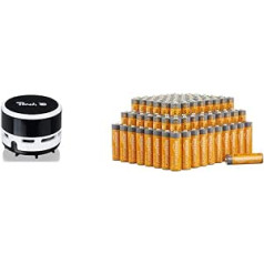 Peach PA105 Mini Vacuum Cleaner | Pack of 1 | Battery Operated (2 x AA) | High Suction | Black & Amazon Basics AA Alkaline Batteries, Powerful, 1.5 V, Pack of 100 (Appearance May Vary)