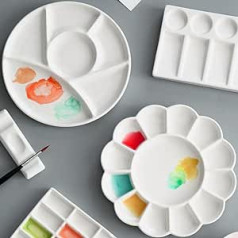 XUBX 2 porcelāna akvareļu krāsu palete, krāsu paletes paplāte, krāsu palete, keramikas mākslinieka krāsu palete, keramikas mākslinieks, akvareļu eļļas gleznu palete, gleznu kastes, sajaukšanas paletes