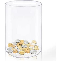 Acrylic Piggy Bank Transparent Money Box for Opening Piggy Bank to Save Cash or Coins, Piggy Bank for Adults and Family