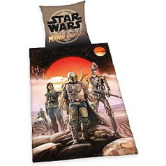 Herding Star Wars Mandalorian gultas veļas komplekts, ar gludu rāvējslēdzēju, segas pārvalks 140 x 200 cm, spilvendrāna 70 x 90 cm, kokvilna/renforce