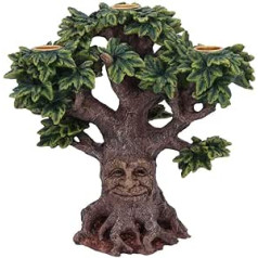 Nemesis Now Forest Flame Tree Spirit Man Candle Holder, Brown and Green Candle Holder with Forest Flame, Tree, Ghosts, Man, Ornament, Brown and Green, 21.5 cm