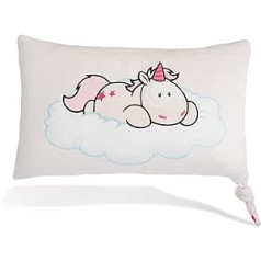 NICI 49489 Unicorn Theodor Soft 43 x 25 cm balts pūkains mīksts spilvens, spilvens zēniem, meitenēm, zīdaiņiem un mīksta rotaļlietu mīļotājiem - ideāli piemērots mājās, bērnudārzā vai ceļā