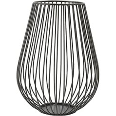 Point-Virgule Metal Candle Holder, Industrial Living Room Decoration, Modern, Black, 17 cm, Height 22.5 cm