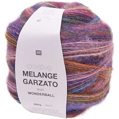 Rico Creative Melange Garzato Aran Wonderball Color 3 Color Gradient vilnas adatas izmērs 5 mm adīšanai vai tamborēšanai, vilna 200 g bumba