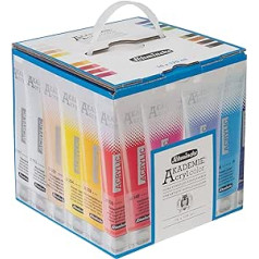 Schmincke Akademie® Acrylic Value Pack 16 x 120 ml Tubes, Cardboard Set, Brilliant, Colourful, Highly Lightfast Shades, Cadmium Free, Fine Artist Acrylic Paints