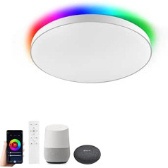 Horevo 28 W viedais griestu apgaismojums, LED WiFi gaisma ar tālvadības pulti, savietojams ar Alexa Google Home, 28 cm regulējams krāsu maiņas apgaismojums bērnu istabai, guļamistabai, viesistabai