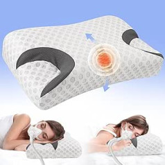 Hydomi CPAP atmiņas putu spilvens sānu guļam, miega apnojas spilvens gulēšanai, CPAP deguna spilvens visiem CPAP masku lietotājiem, ortopēdiskais kakla atbalsta spilvens atvieglošanai, King izmērs