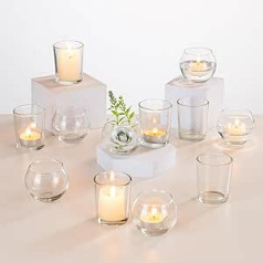 Romadedi Candle Holder Glass Tea Light Holder Table Decoration - Set of 24 Candle Holders Lantern Mercury Tea Lights Votive Candles Modern Decoration for Wedding Table Living Room Christmas Advent