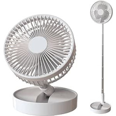 Pārnēsājams galda ventilators ar iebūvētu 7200 mAh akumulatoru, darba laiks 10-24 stundas, salokāms teleskopisks dizains, stāvošs, kluss mobilais ventilators birojam/guļamistabai/mājai/āram/kempingam